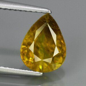 Natural Sphene Gem 2.16ct 9x7mm Pear Cut Greenish Yellow Titanite Madagascar
